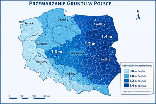 Przemarzanie gruntu mapa Polski.webp